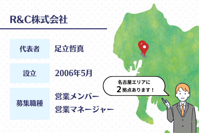 総合保険代理店「R&C株式会社」の愛知エリアに関する情報カード